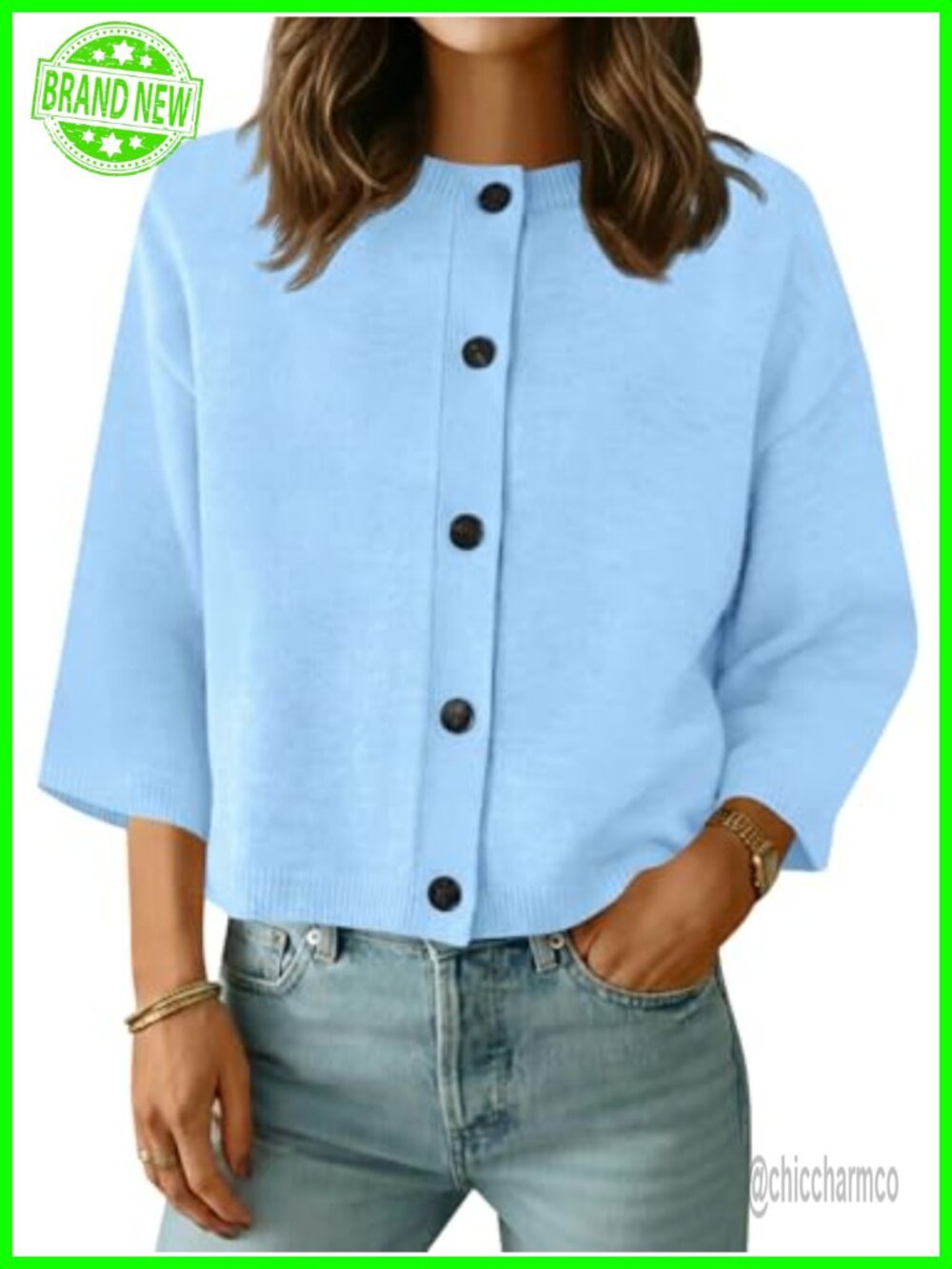 Women's Short Sleeve Button Down Knit Cardigan Sweater Cropped Casual